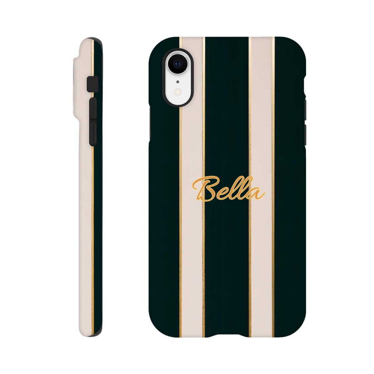 Elegant Striped Phone Case - Black &amp; Cream Design with Gold Accents for iPhone &amp; Samsung | Luxury Protection iPhone XR