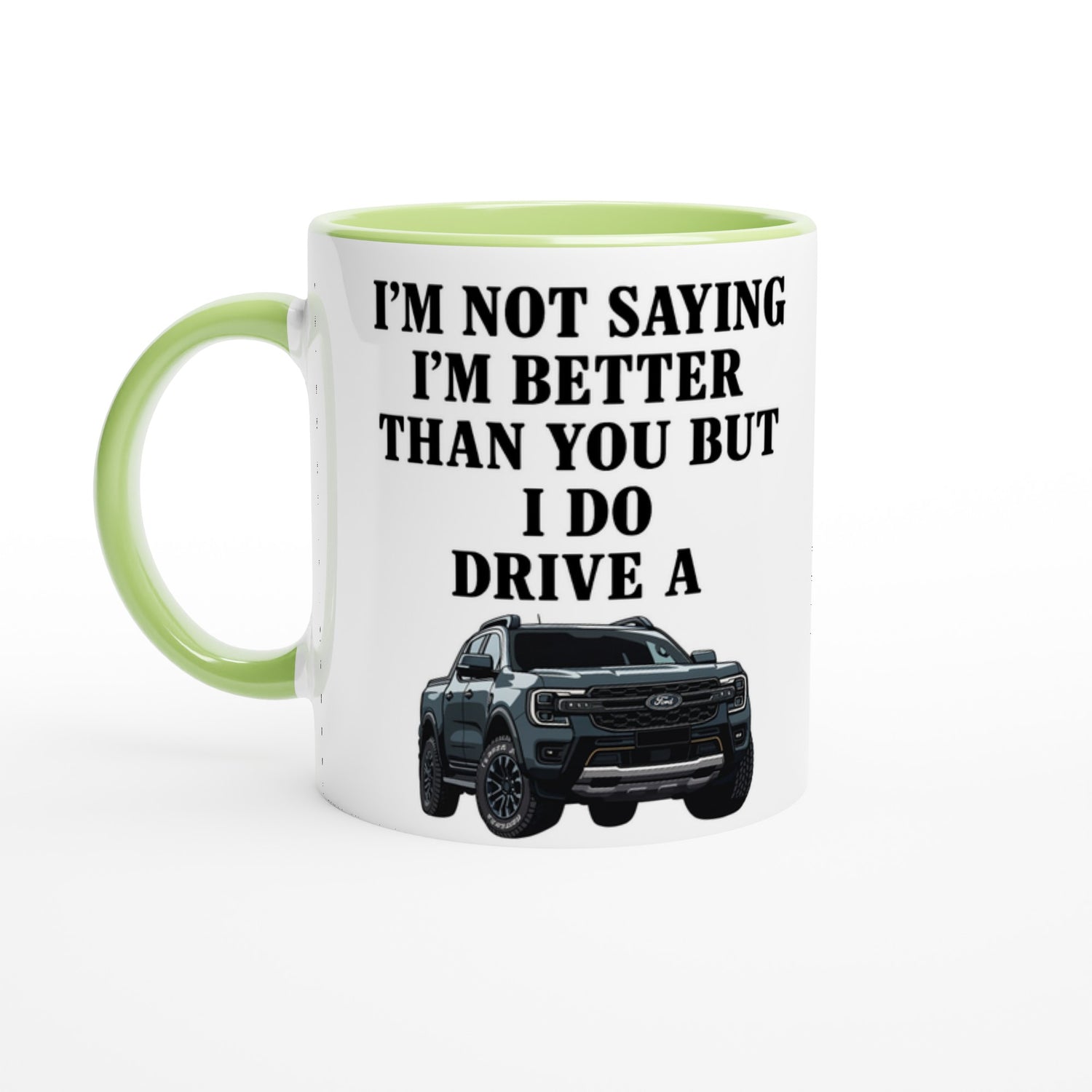 Personalized Ford Ranger Wildtrak Mug - Custom Offroad Car Lover Gift | 11oz Ceramic - Colorful Design Ceramic Green