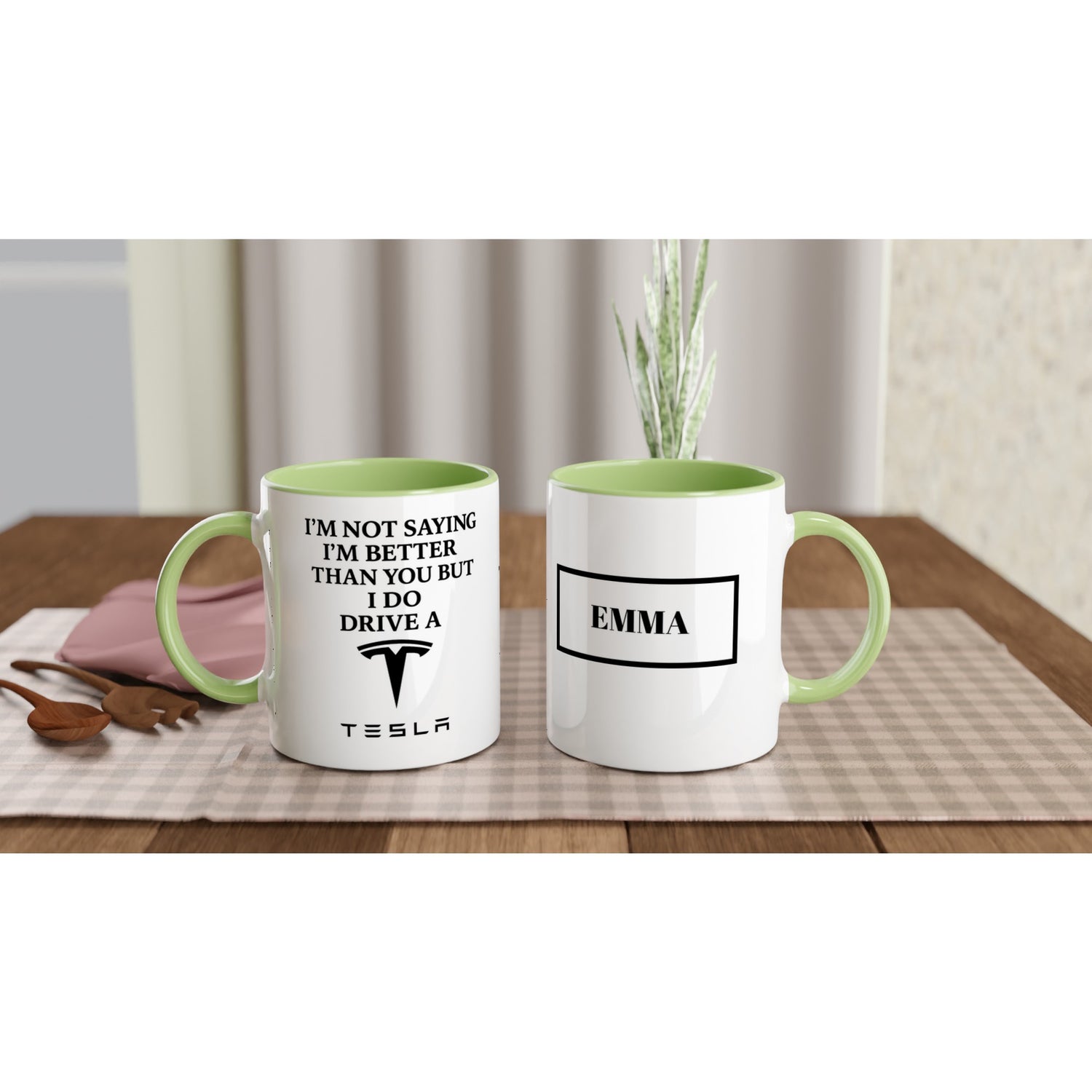 Electric Dreams - Personalized Tesla Ceramic Mug Ceramic Green