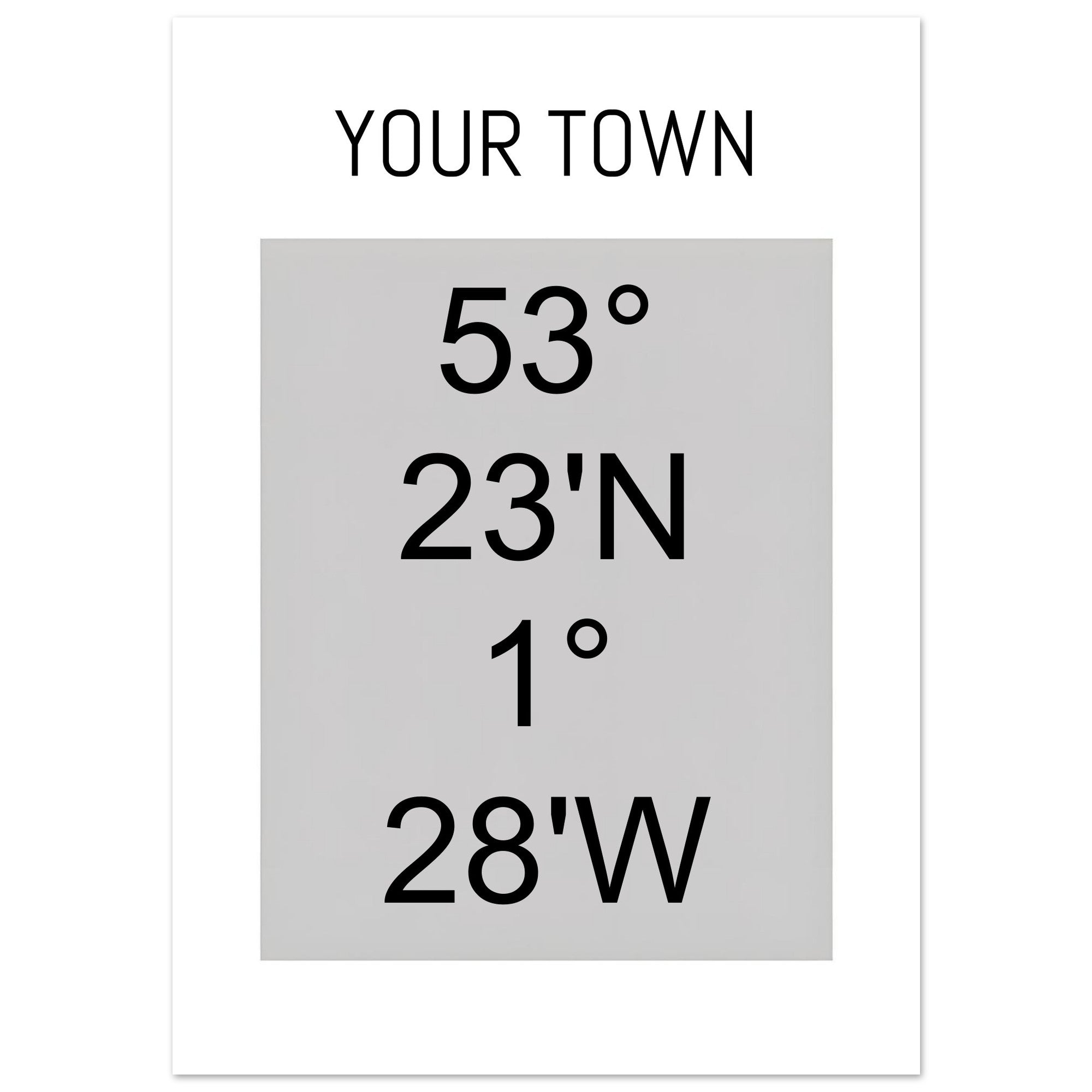 Personalized Map or Custom Location Coordinates Poster Print | Minimalist Unframed Wall Art Decor A3 A4 A5 A2 (42 x 59.4 cm) Black and Grey