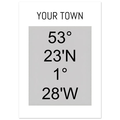 Personalized Map or Custom Location Coordinates Poster Print | Minimalist Unframed Wall Art Decor A3 A4 A5 A2 (42 x 59.4 cm) Black and Grey