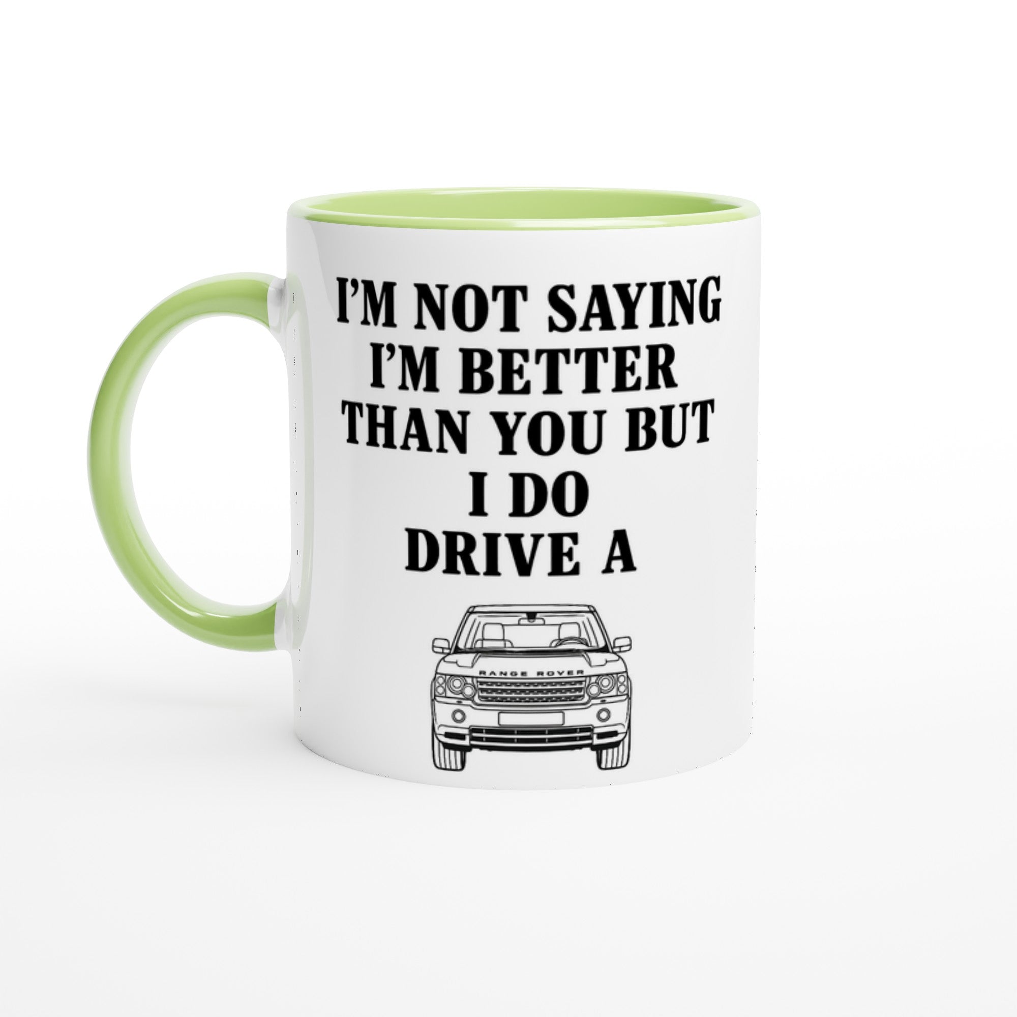 Funny Range Rover Mug – 11oz Luxury Car Driver Gift, Bold Statement Coffee Cup, Land Rover, Range Rover Lover Gift for Him or Her Ceramic Green