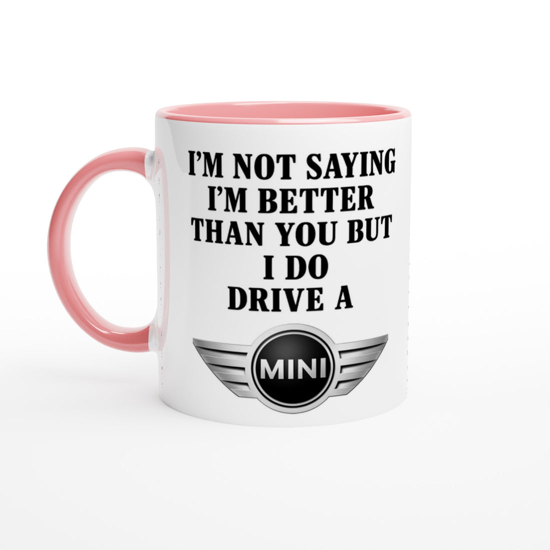 Mini Driver Mug - Funny 11oz Coffee Cup Gift for Car Enthusiasts Ceramic Pink