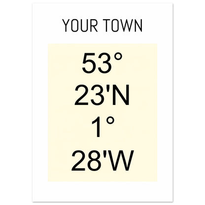 Personalized Map or Custom Location Coordinates Poster Print | Minimalist Unframed Wall Art Decor A3 A4 A5 21x29.7 cm 8x12&quot; Beige and Black