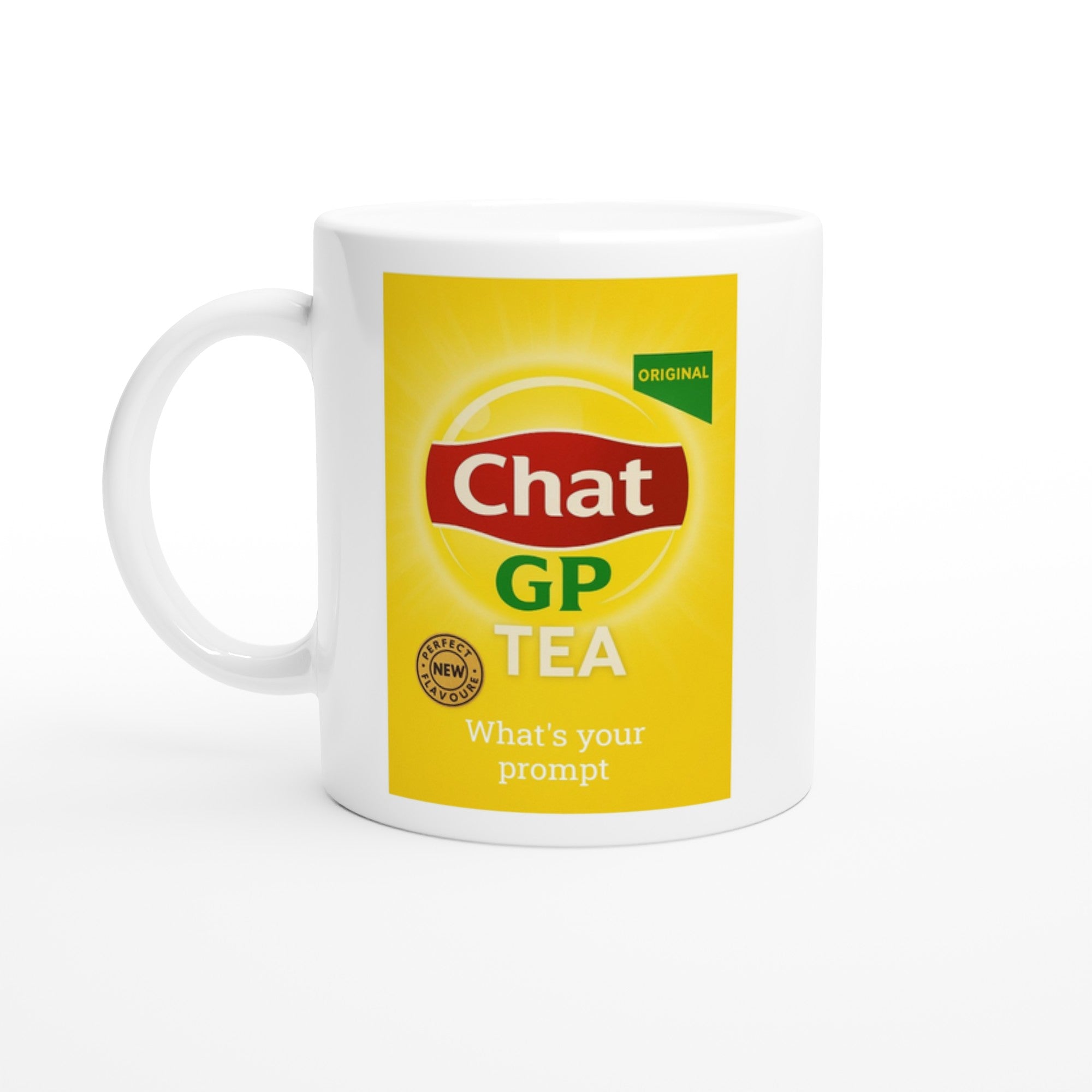 Chat GP Tea Mug - Perfect Gift for AI Lovers &amp; ChatGPT Fans - 11oz Ceramic Coffee Cup Ceramic White