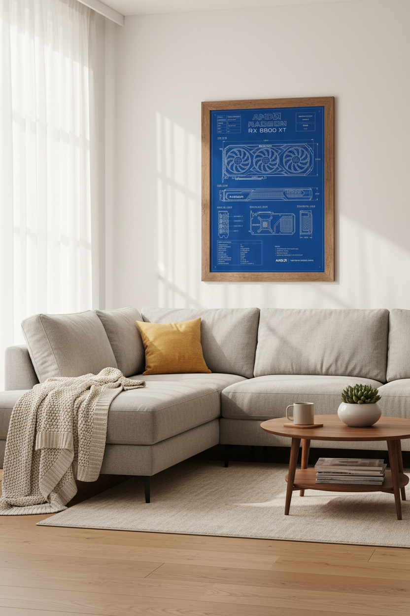 AMD Radeon RX 8800 XT GPU Blueprint Wall Art | Gaming Room Decor | Tech Poster