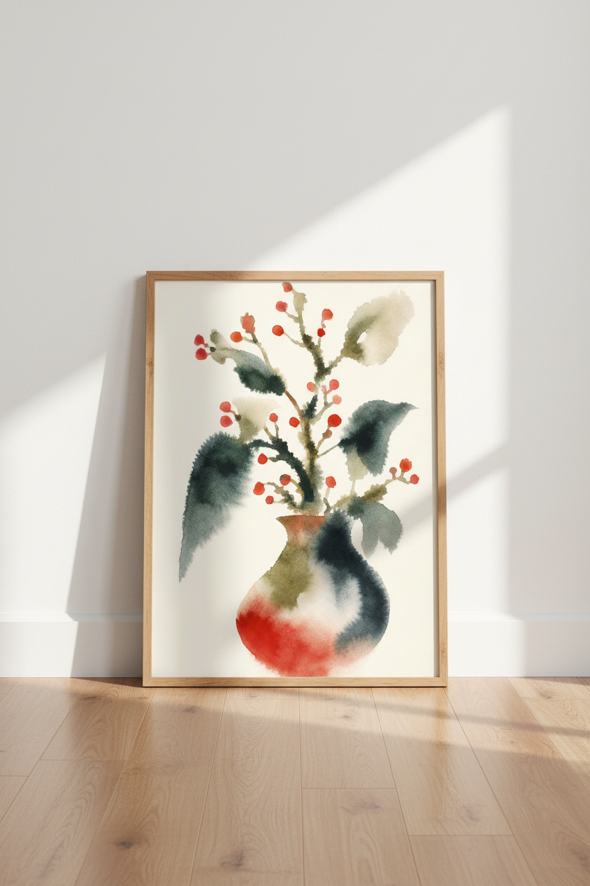 Watercolor Floral | Soft pastels, vase decor, living room