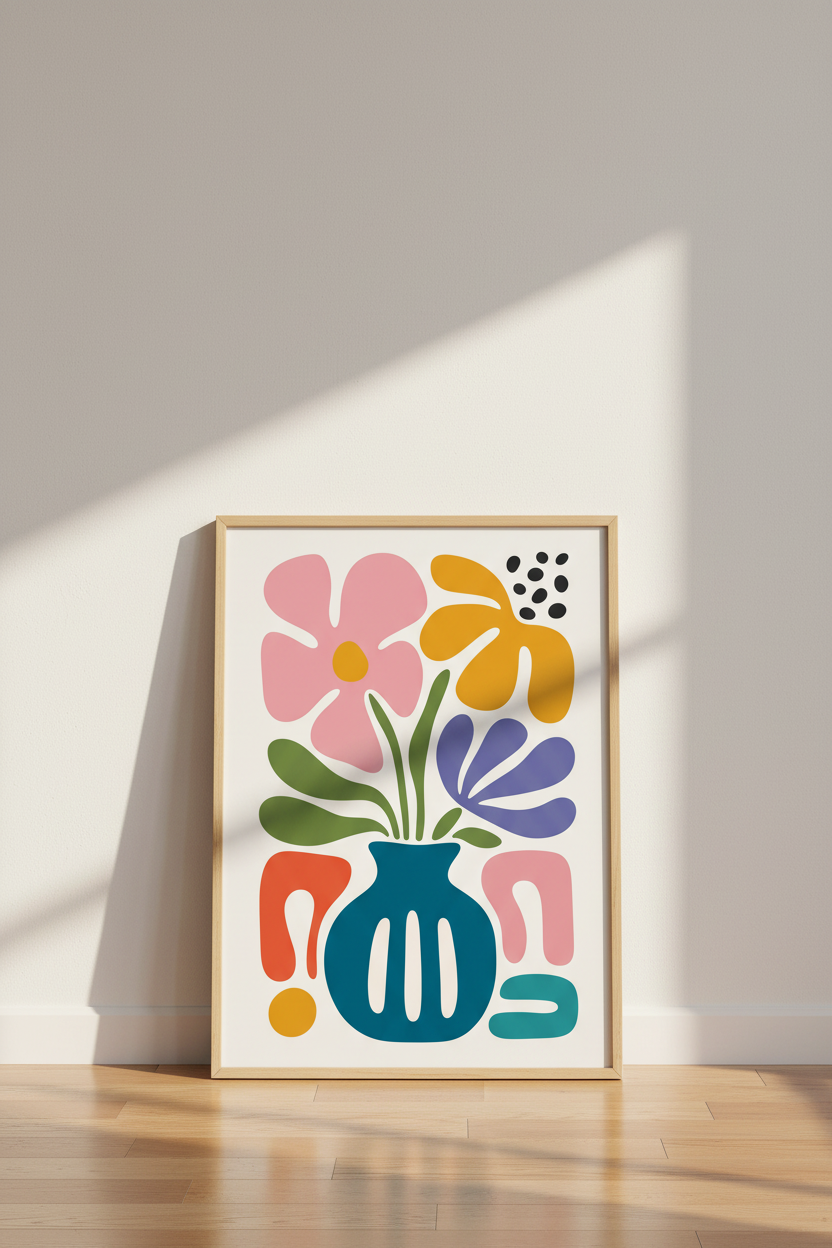 Abstract Floral Matisse Style Wall Art | Colorful Botanical Decor | Modern Boho Poster