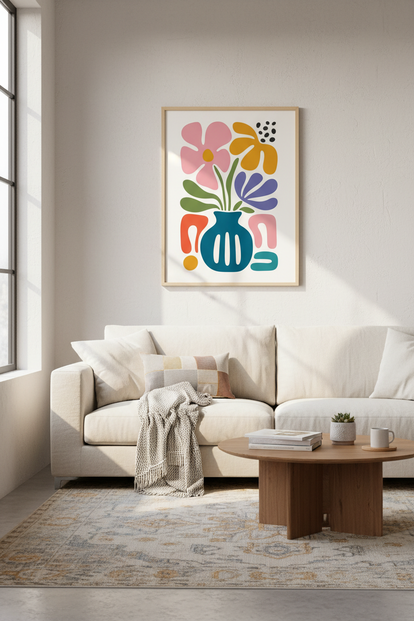 Abstract Floral Matisse Style Wall Art | Colorful Botanical Decor | Modern Boho Poster