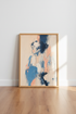 Abstract Woman Portrait | Navy & Peach Modern Wall Art, Minimalist Living Room Poster