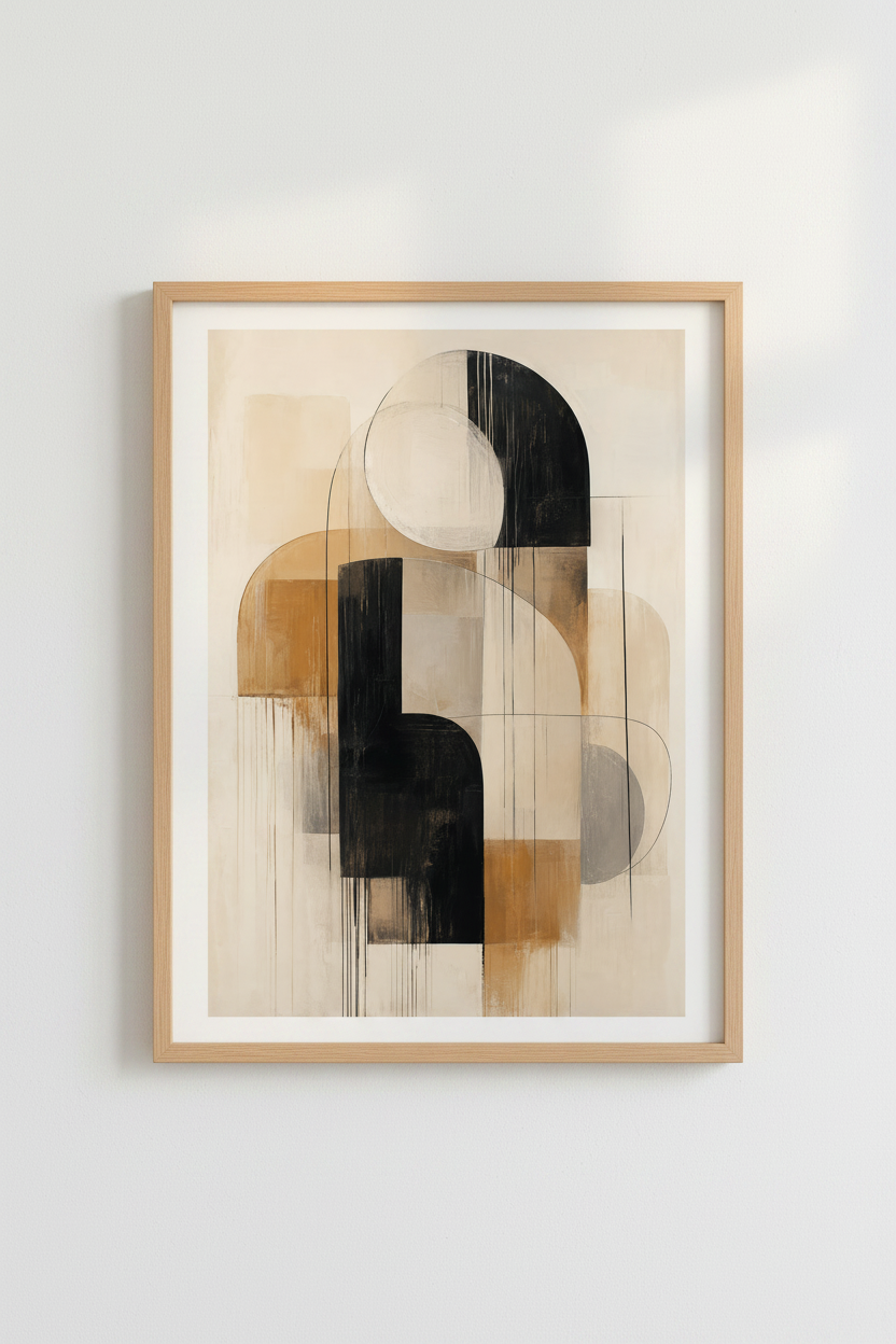 Abstract Neutral Wall Art Print | Modern Earth Tone Poster, Minimalist Living Room Decor