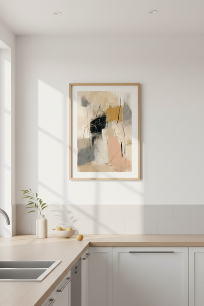 Neutral Abstract Wall Art | Mid Century Modern, Living Room Decor Poster