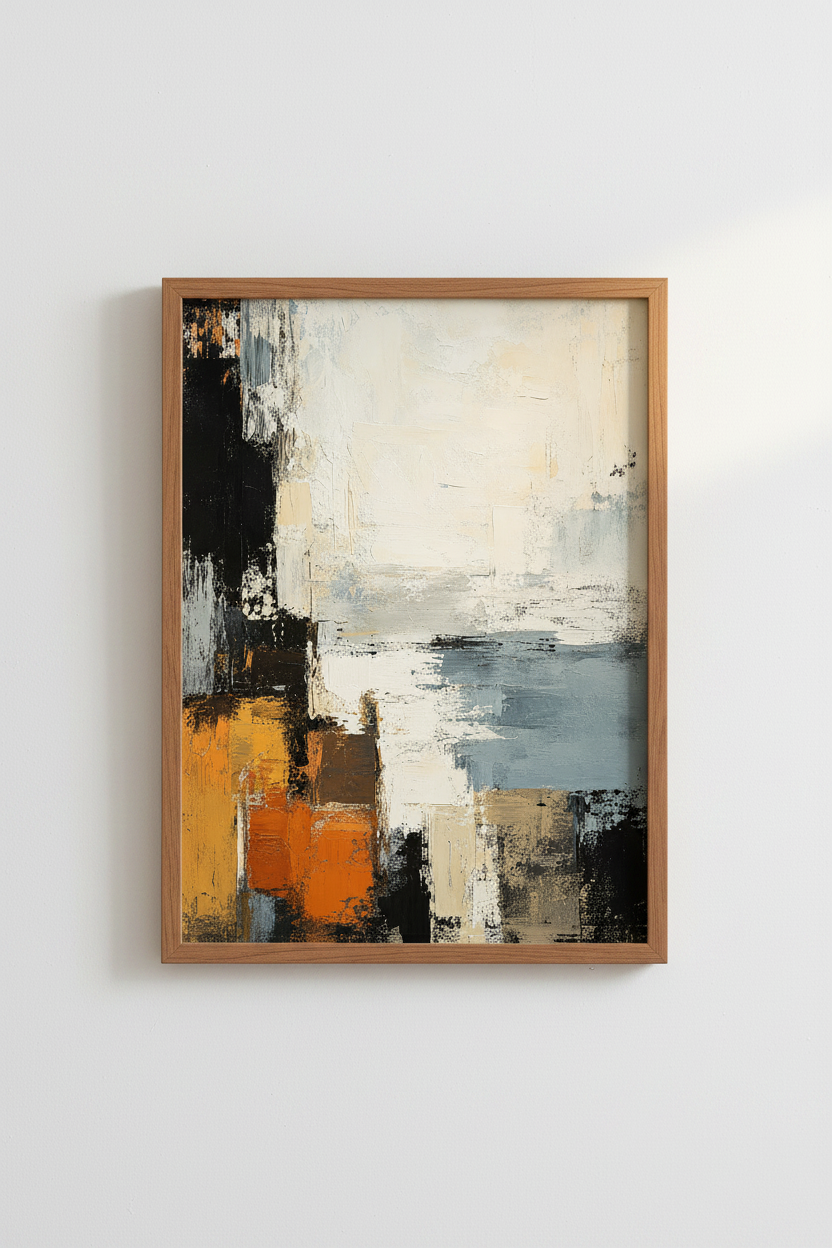 Abstract Wall Art | Bold color blocks, neutral living room decor | Minimalist Poster