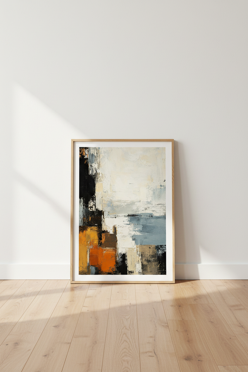 Abstract Wall Art | Bold color blocks, neutral living room decor | Minimalist Poster