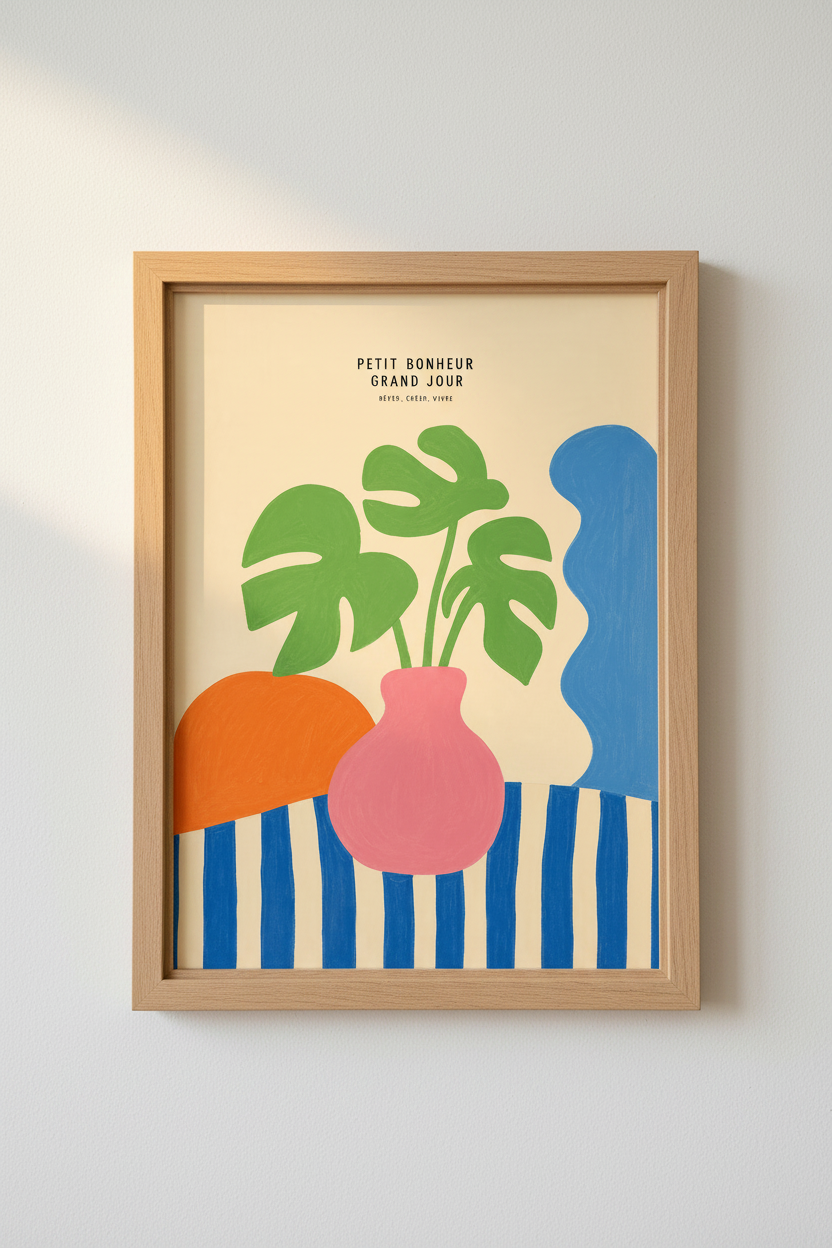 Monstera Poster | Colorful Abstract, Living Room Decor, Vibrant Artwork