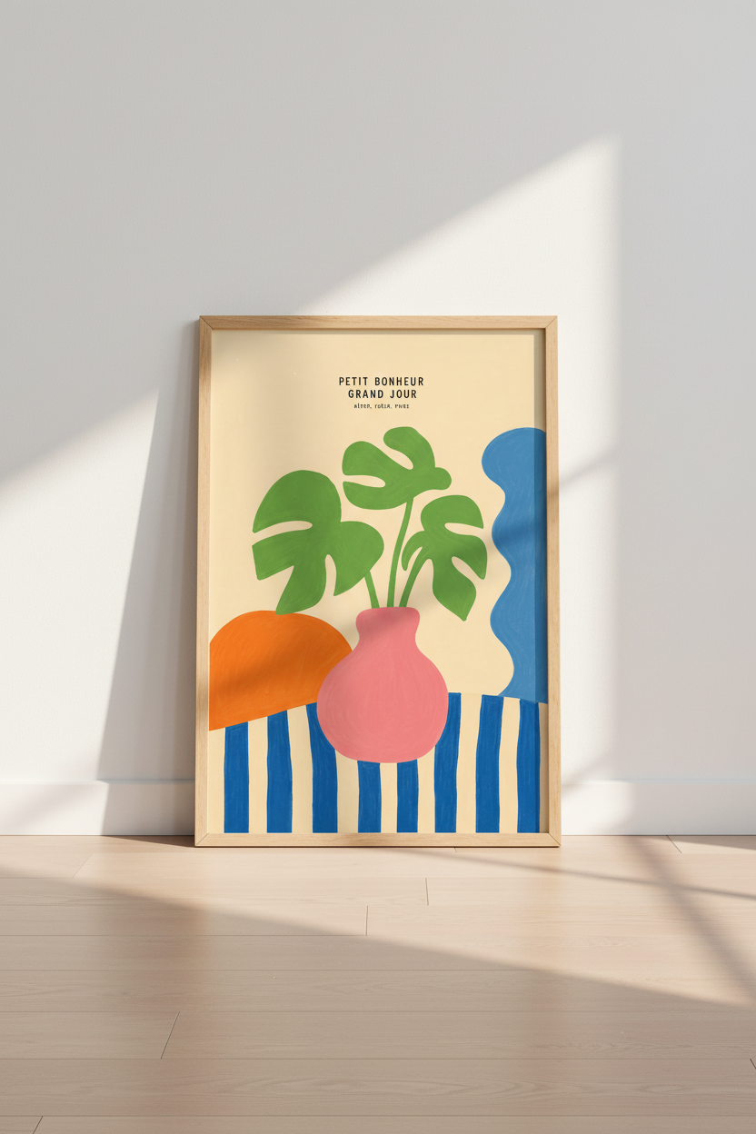 Monstera Poster | Colorful Abstract, Living Room Decor, Vibrant Artwork