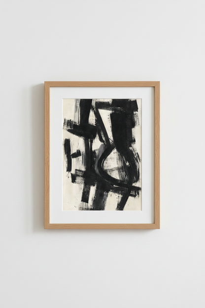 Abstract Wall Art | Monochrome Brush Strokes, Living Room Decor
