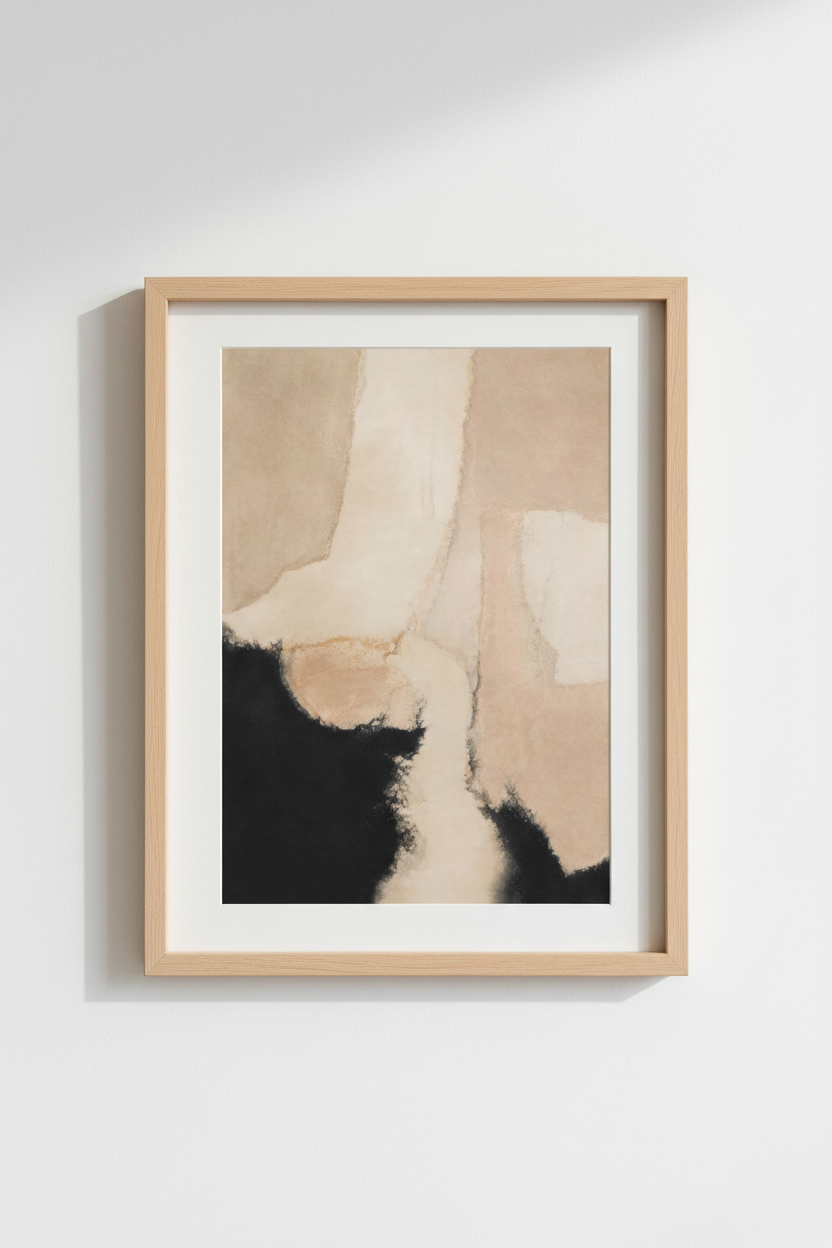Neutral Abstract Art | Soft Beiges, Modern Living Room Decor