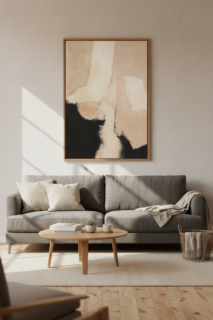 Neutral Abstract Art | Soft Beiges, Modern Living Room Decor