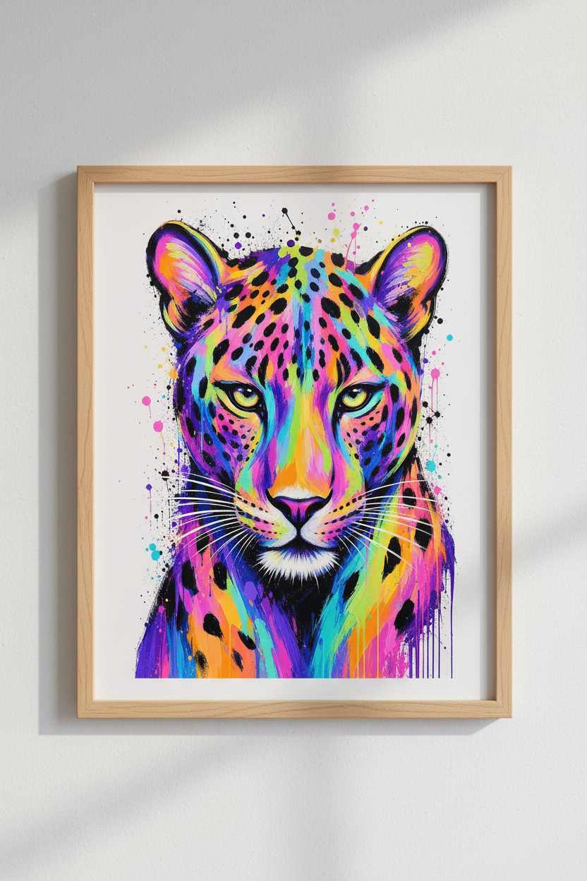 Colorful Leopard Wall Art Print | Rainbow Wildlife Decor | Modern Pop Art Poster