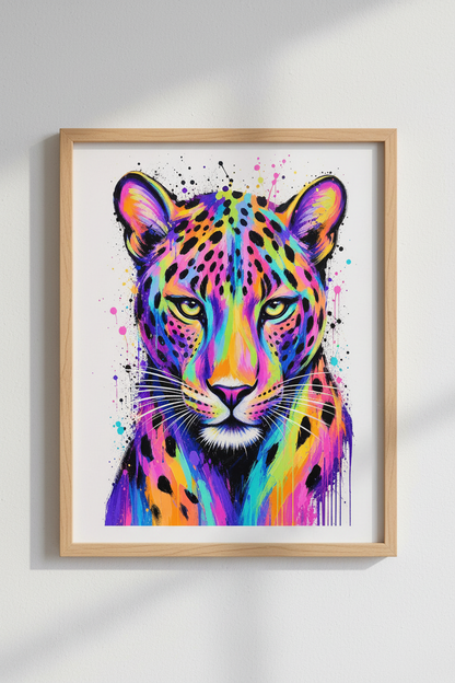 Colorful Leopard Wall Art Print | Rainbow Wildlife Decor | Modern Pop Art Poster