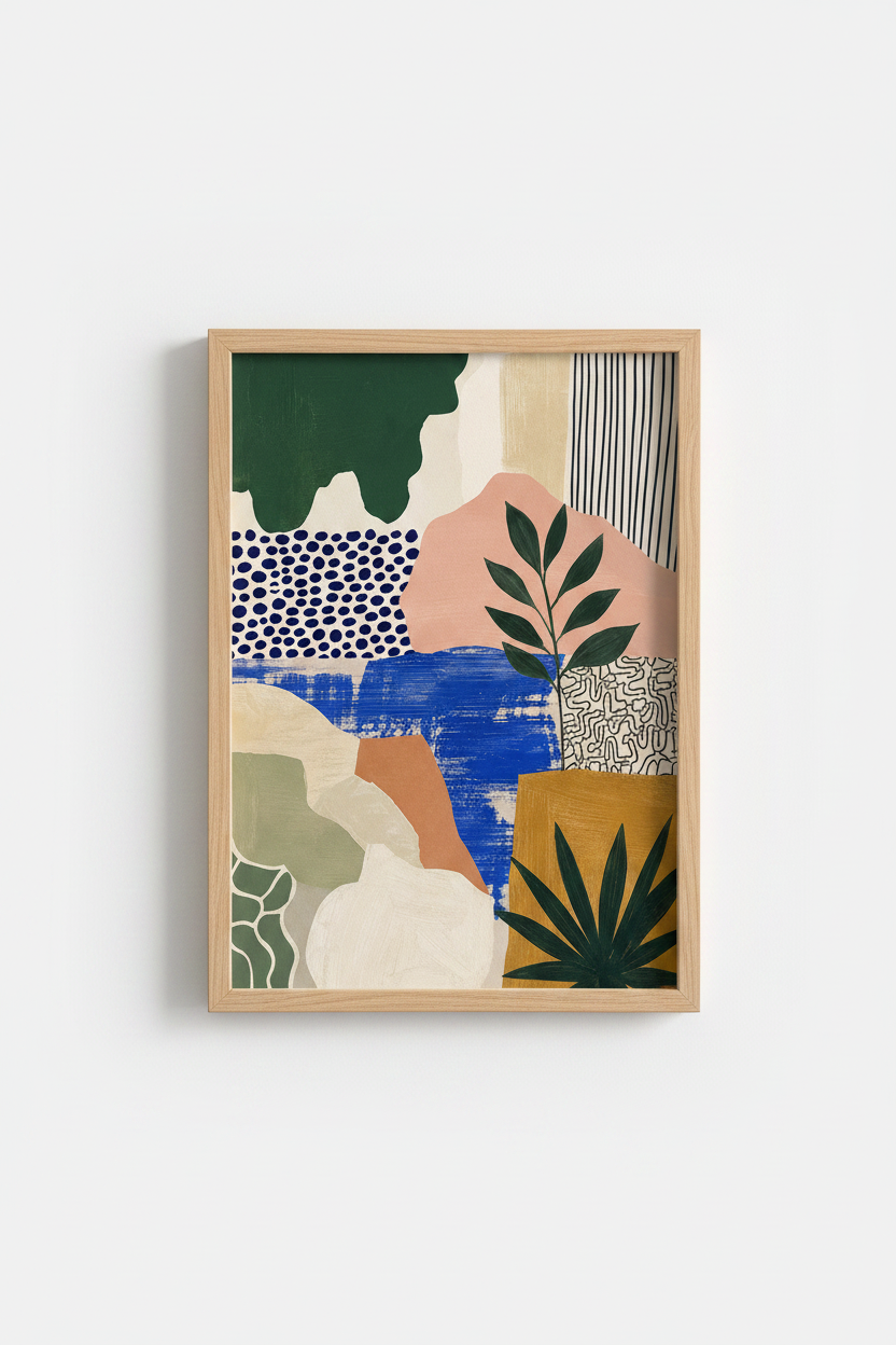 Abstract Botanical Wall Art Print | Modern Colorful Leaf Decor, Minimalist Boho Poster
