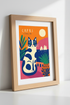Capri Italy Cat Wall Art | Amalfi Coast Travel Poster | Vibrant Mediterranean Decor