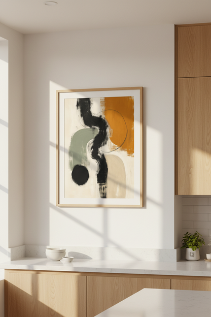 Modern Abstract Art Print | Sage &amp; Burnt Orange Decor | Contemporary Scandi Poster