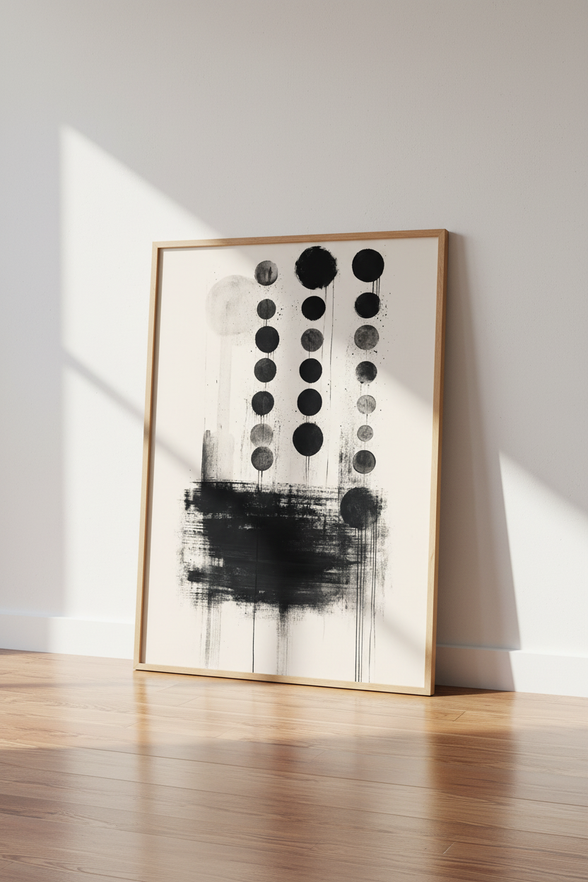 Abstract Ink Circles Wall Art | Modern Living Room Decor | Minimalist Poster