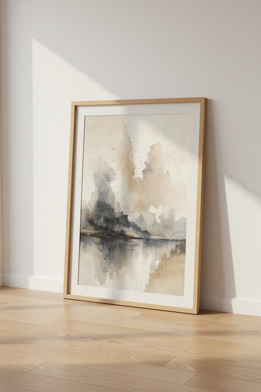 Abstract Landscape Wall Art | Neutral Watercolor Poster, Living Room Decor