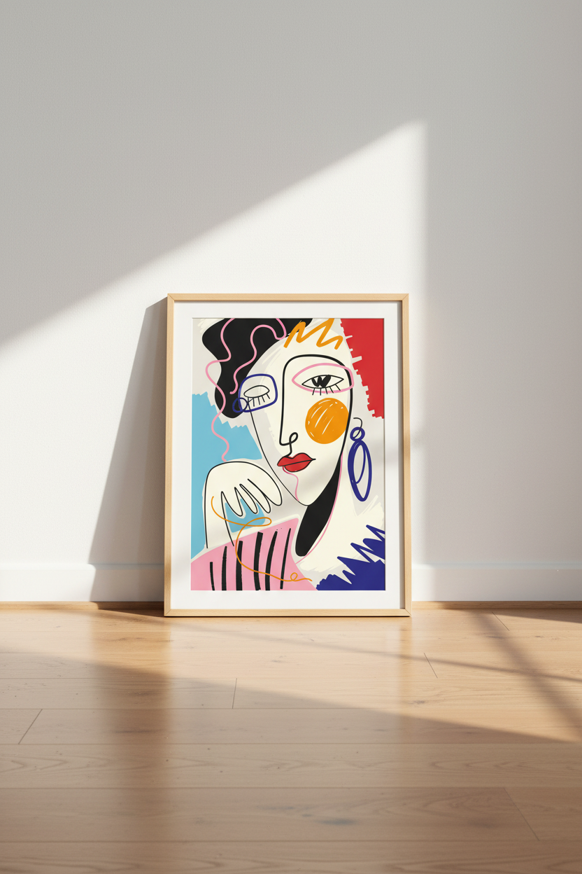 Abstract Face Wall Art | Bold Colors, Contemporary Portrait, Living Room Decor