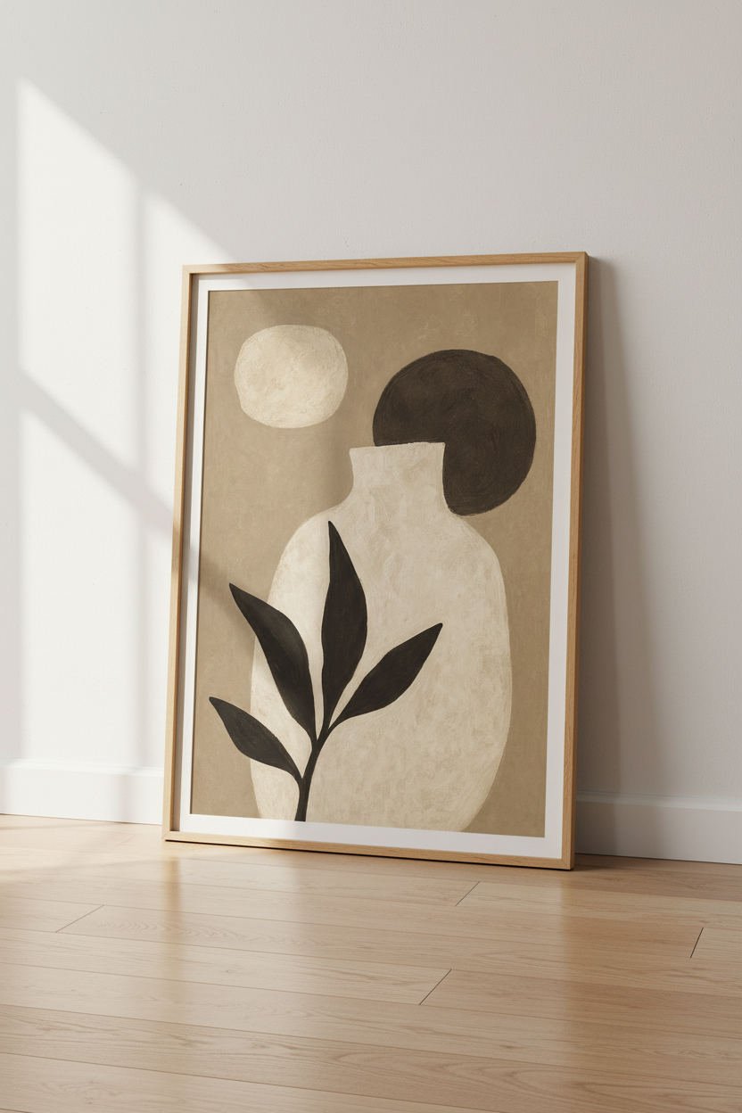 Neutral Wall Art | Calming Beige Palette, Living Room Decor