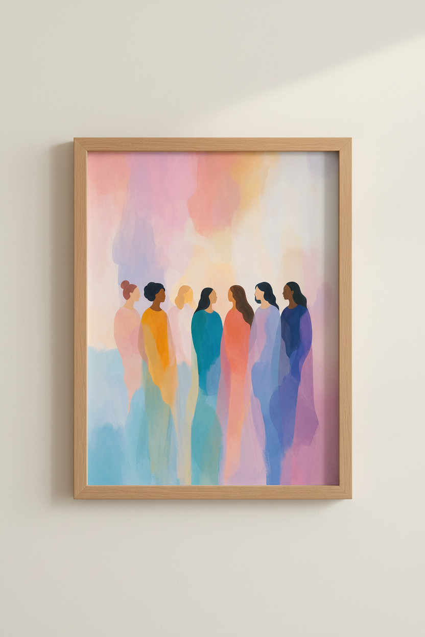 Abstract Women Wall Art Print | Colorful Sisterhood Decor | Modern Watercolor Poster