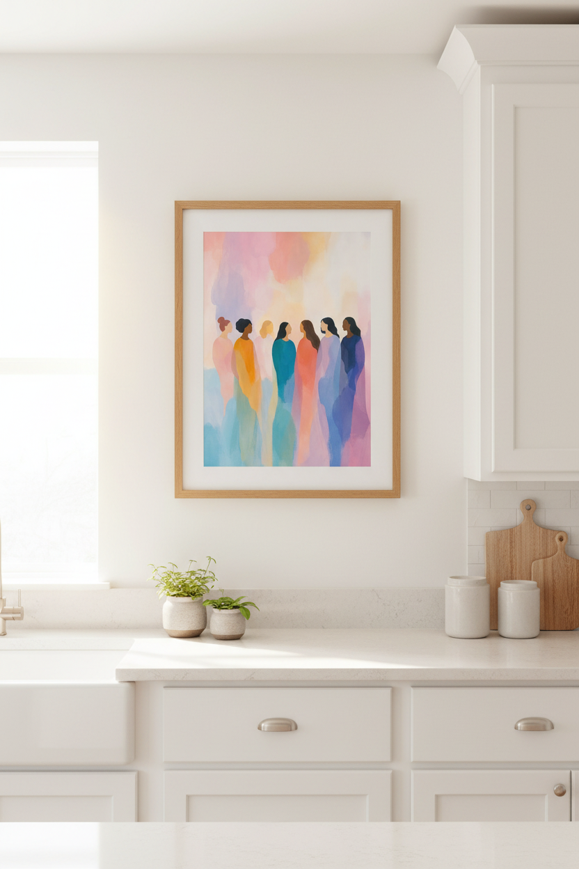 Abstract Women Wall Art Print | Colorful Sisterhood Decor | Modern Watercolor Poster
