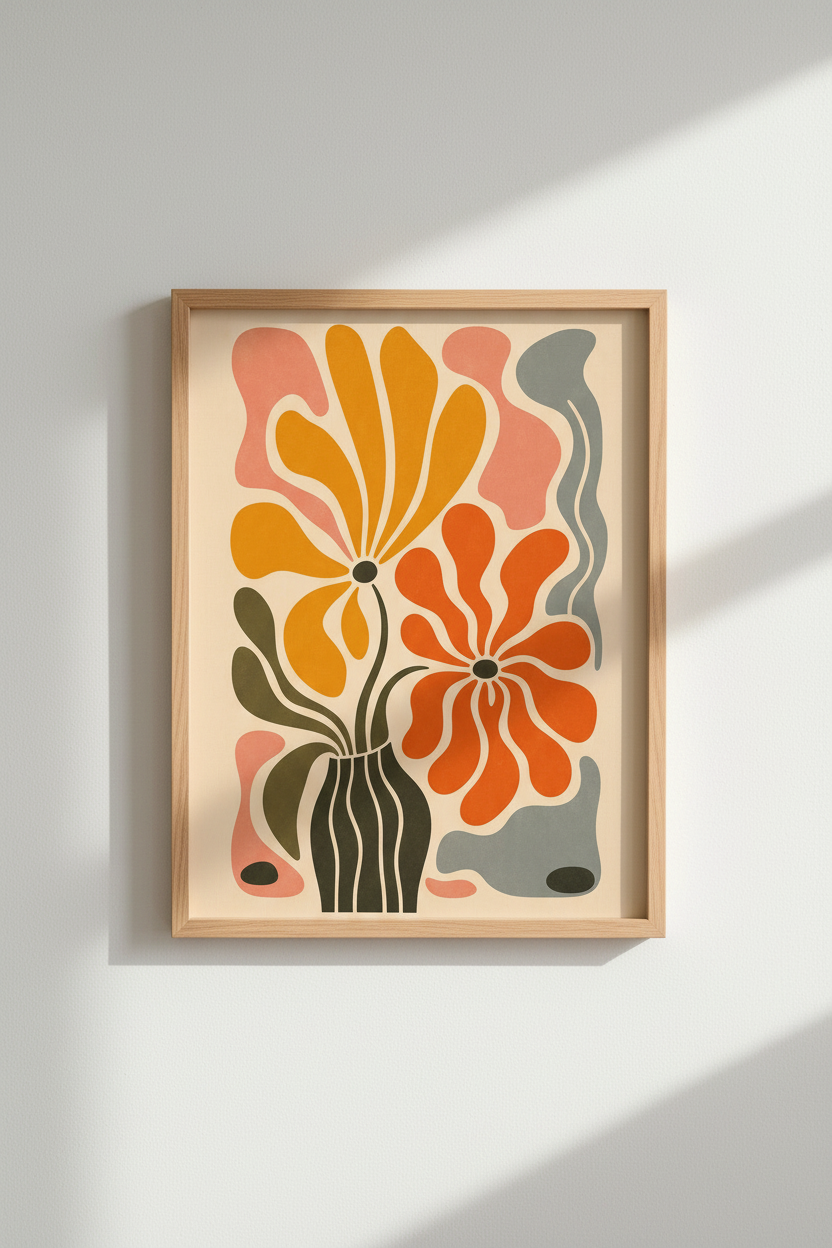 Abstract Floral Wall Art Print | Living Room Decor | Vintage Poster