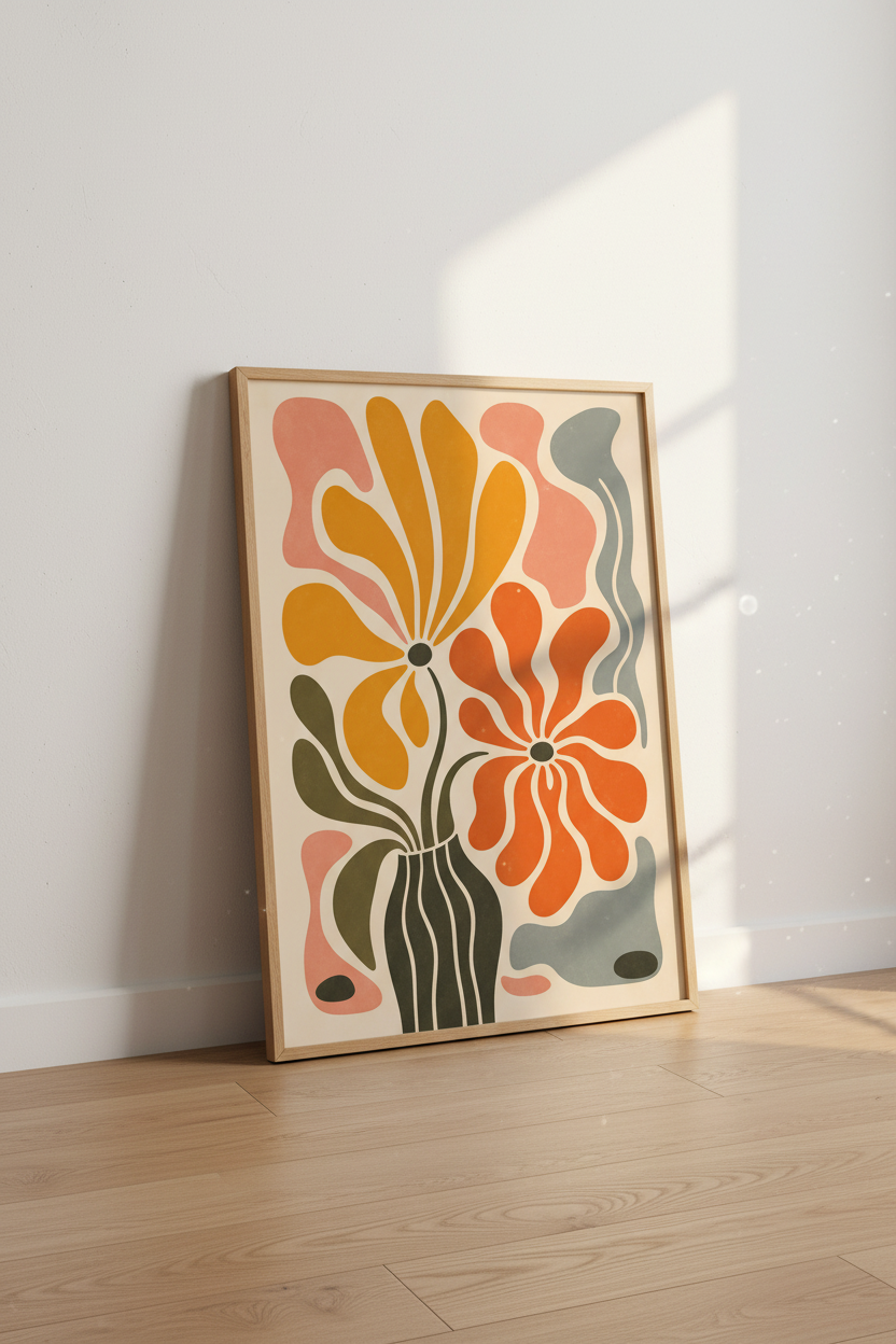 Abstract Floral Wall Art Print | Living Room Decor | Vintage Poster