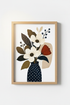 Abstract Floral Art | Navy Beige Palette Decor | Living Room Poster