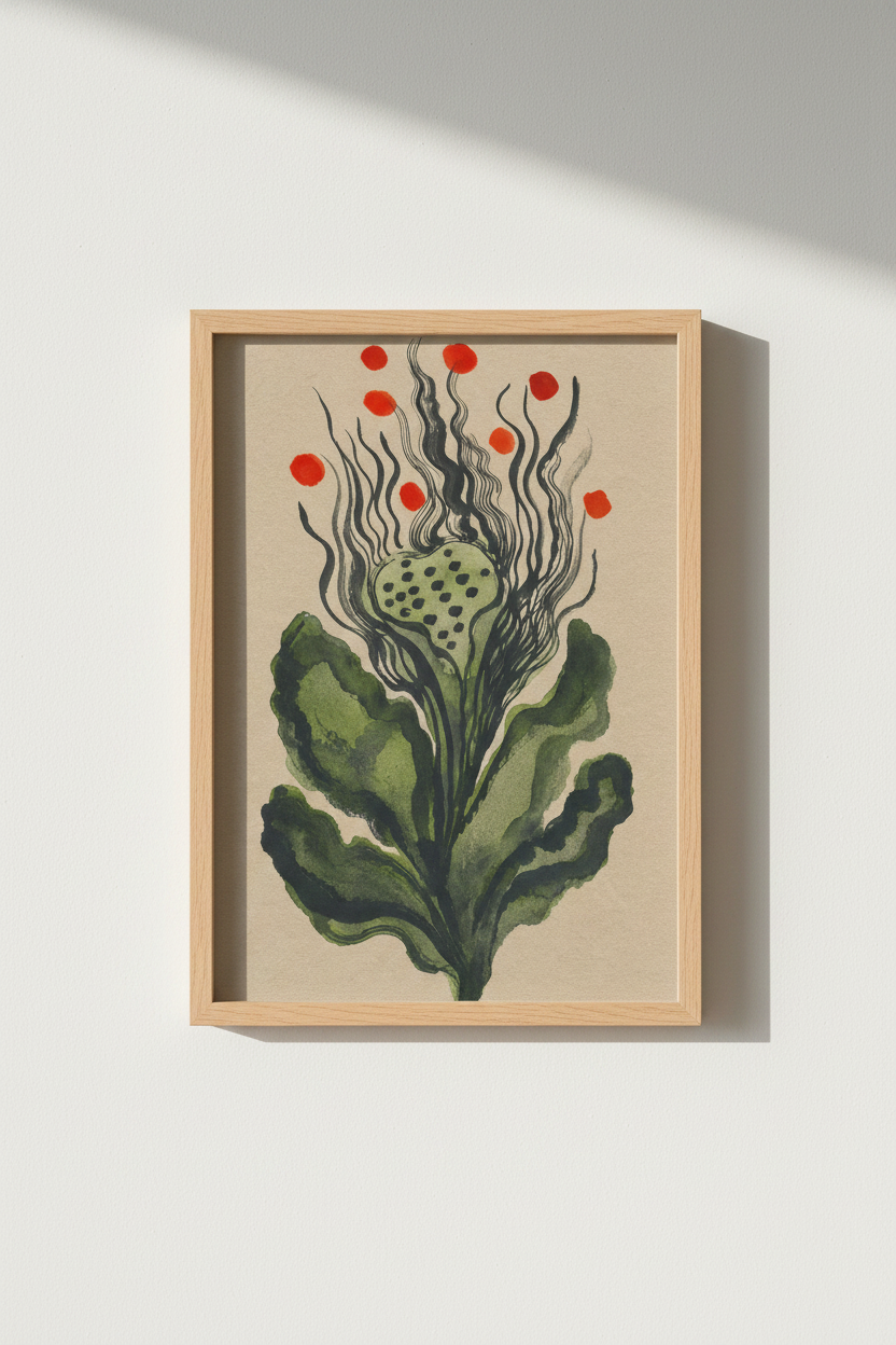 Botanical art print | Watercolor greens decor | Minimalist poster