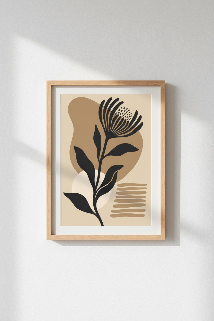 Minimalist botanical | Abstract Neutral Tones Wall Art Print