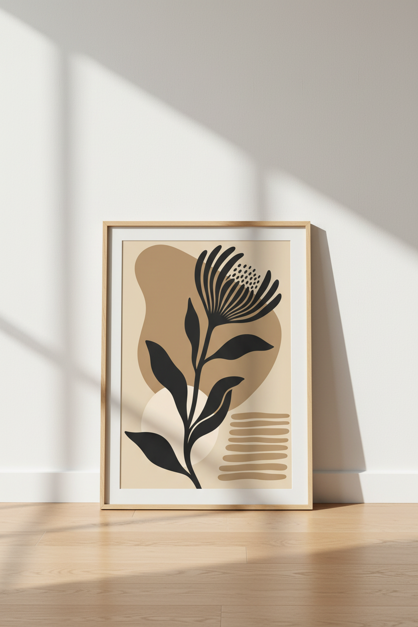 Minimalist botanical | Abstract Neutral Tones Wall Art Print