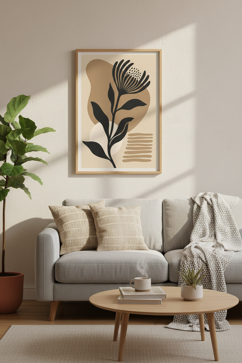 Minimalist botanical | Abstract Neutral Tones Wall Art Print