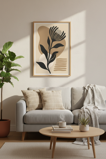 Minimalist botanical | Abstract Neutral Tones Wall Art Print