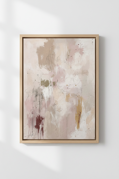 Pastel abstract art | Soft pink palette, living room decor | Modern poster