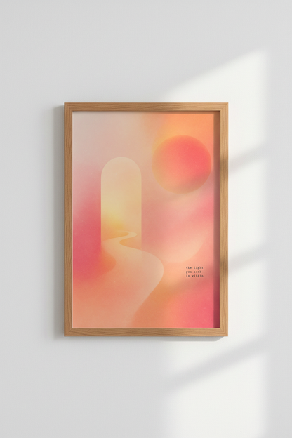 Aura Gradient Wall Art Print | Pink Peach Abstract Poster | Dreamy Spiritual Room Decor