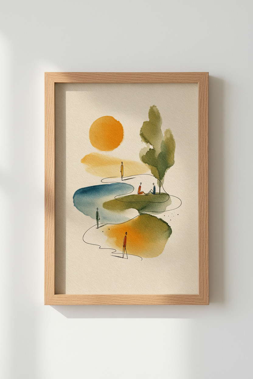 Abstract Watercolor Art Print | Minimalist Living Room Decor | Earthy Modern Poster