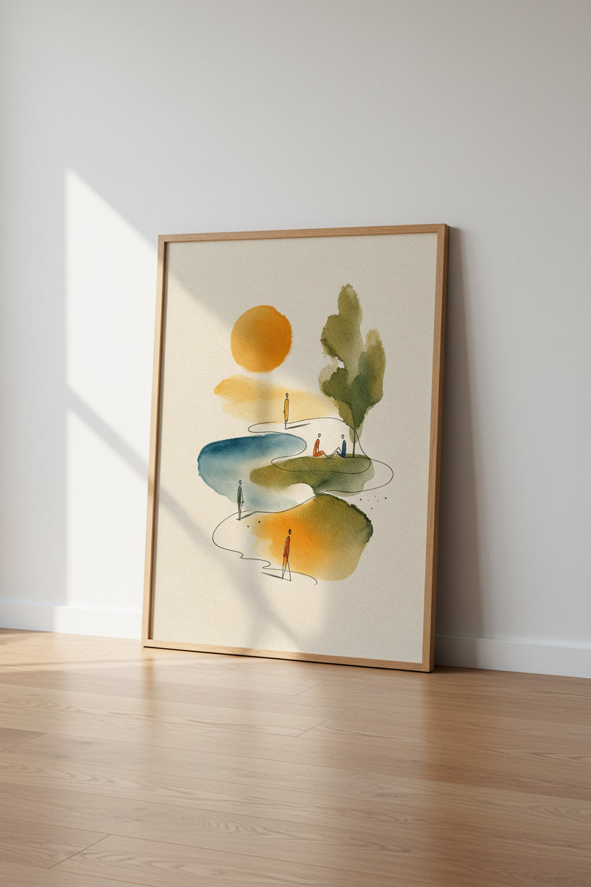 Abstract Watercolor Art Print | Minimalist Living Room Decor | Earthy Modern Poster