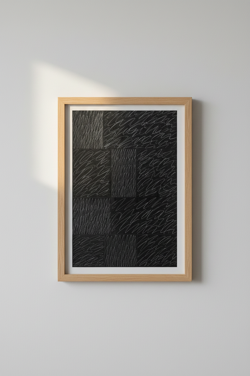 Abstract Line Art Poster | Monochrome Scribble, Living Room Decor
