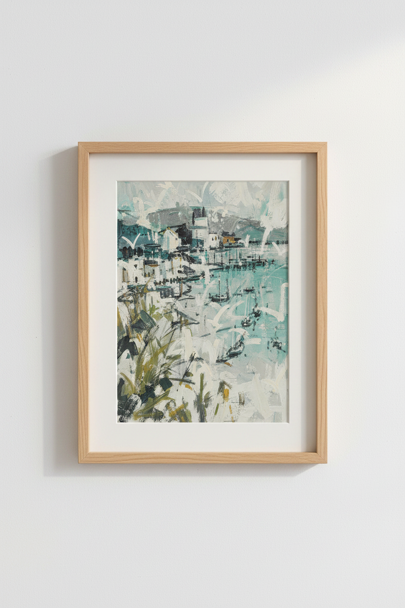 Abstract Harbor Wall Art Print | Living Room Decor | Nautical Poster