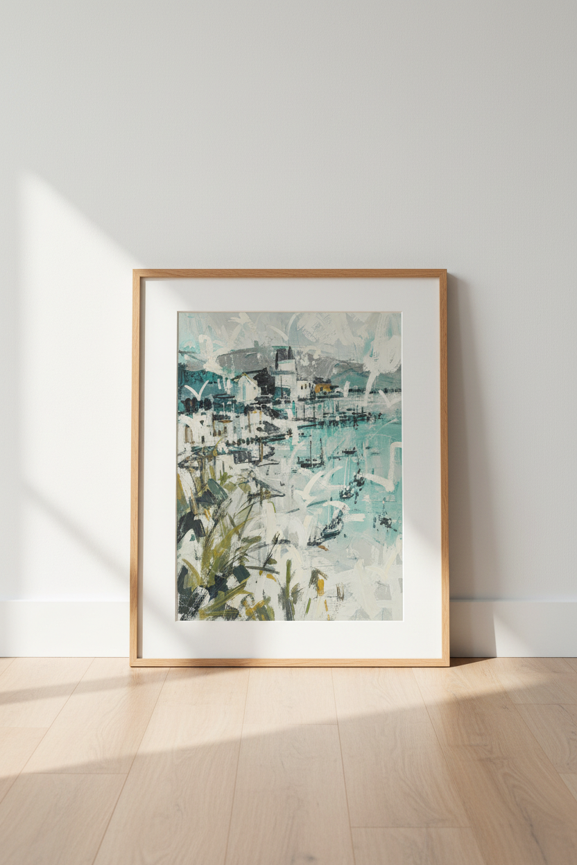 Abstract Harbor Wall Art Print | Living Room Decor | Nautical Poster