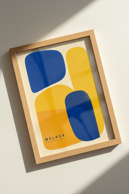 Malaga Spain Wall Art Print | Costa del Sol Modern Abstract | Mid Century Poster